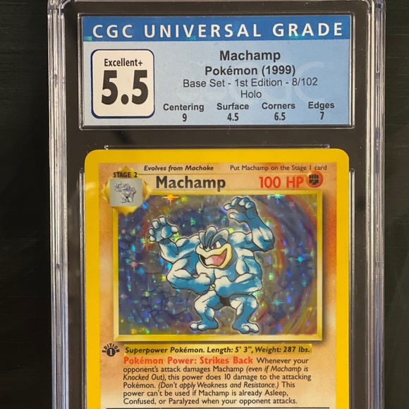 Machamp Base Set 1999 First Edition Holo CGC 5.5 with Subgrades!
